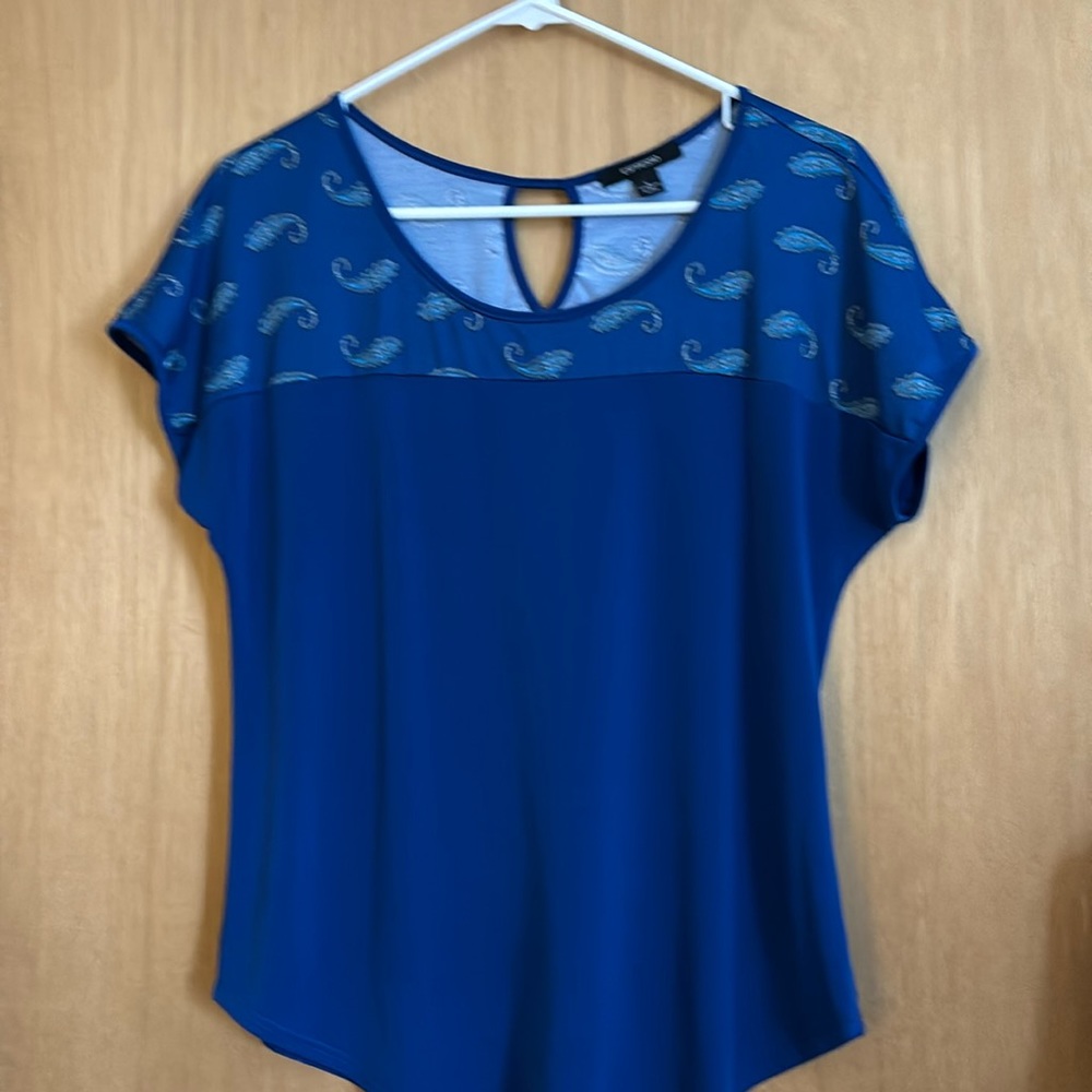 Expresso Blue Top Sz lg short sleeve
